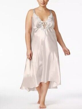 Flora Nikrooz Stella Satin Ivory Long Chemise Lingerie Gown - Size XL